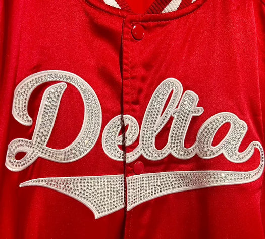 EXOSymbols DELTA Rhinestone Satin Bomber