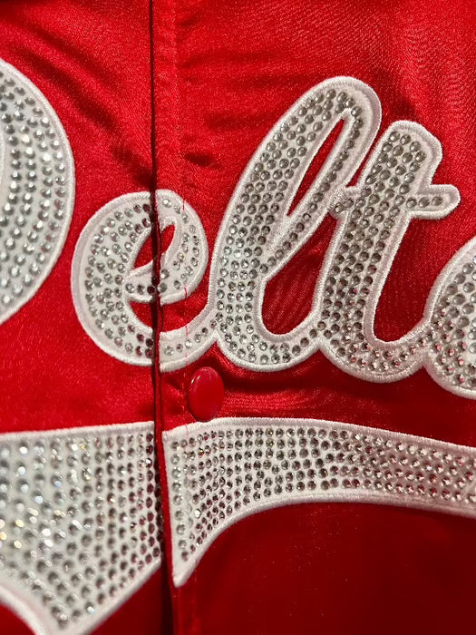 EXOSymbols DELTA Rhinestone Satin Bomber