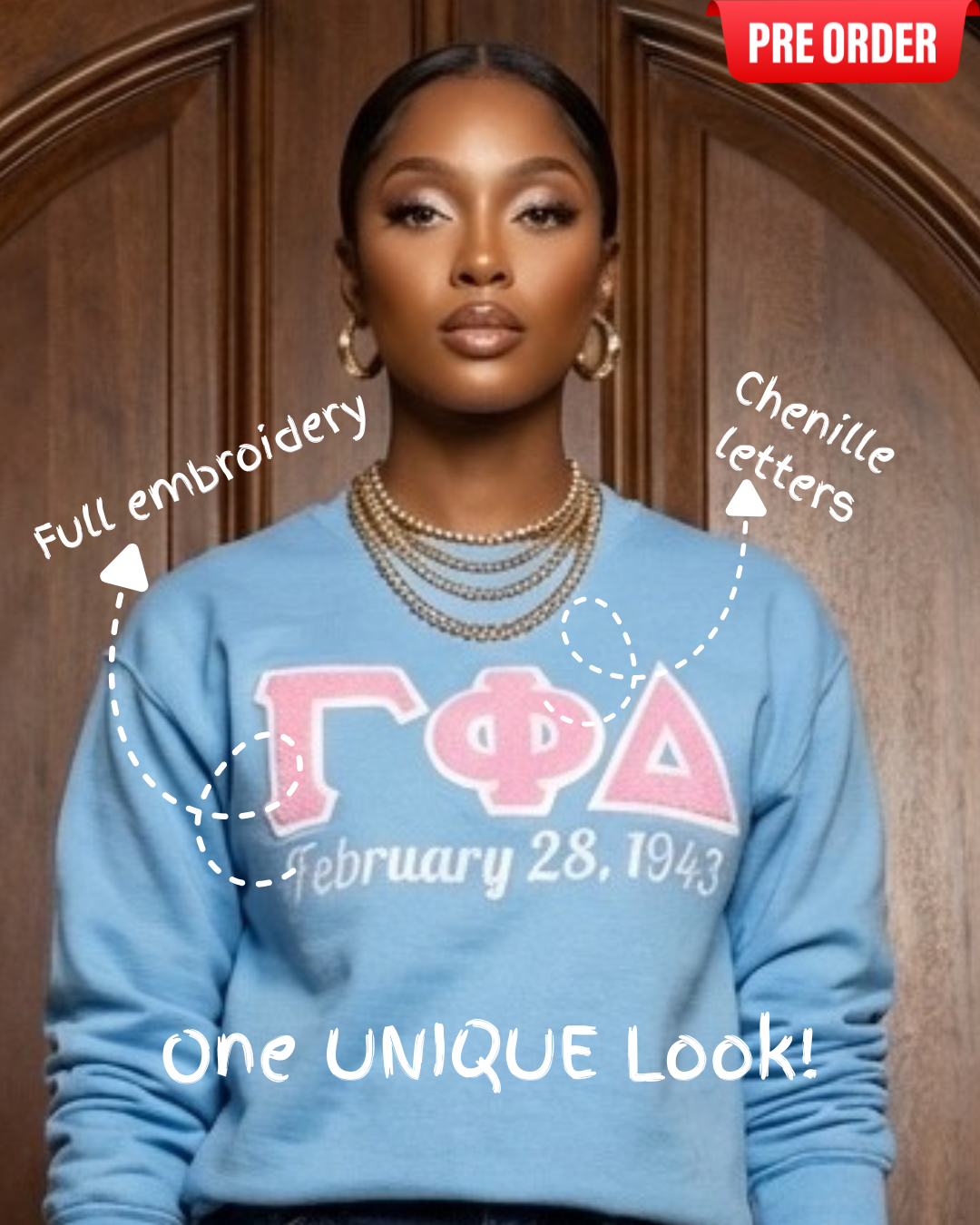 Gamma Greek Letter Chenille Sweatshirt