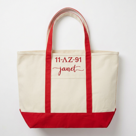 Embroidered canvas tote bag for Delta Sigma Theta Sorority