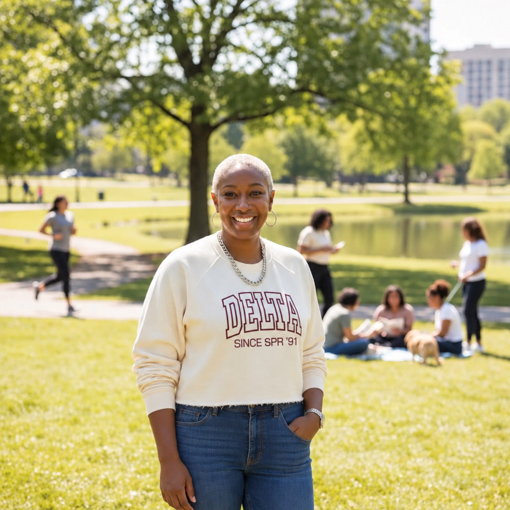 DELTA SINCE Crimson and Cream Sweatshirt