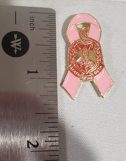 Delta pearled Breast cancer awareness pin - Pink and Red ribbon - Delta  Pearls pin - Pink Ribbon - Breast Cancer Awareness - Delta symbols Dress  pin 